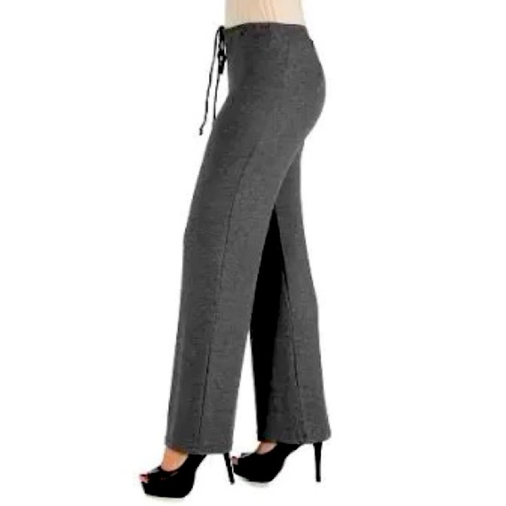 ALFANI GREY WITH PINK STRIPES DOWN LOUNGING PANTS WITH A PINK BOW!